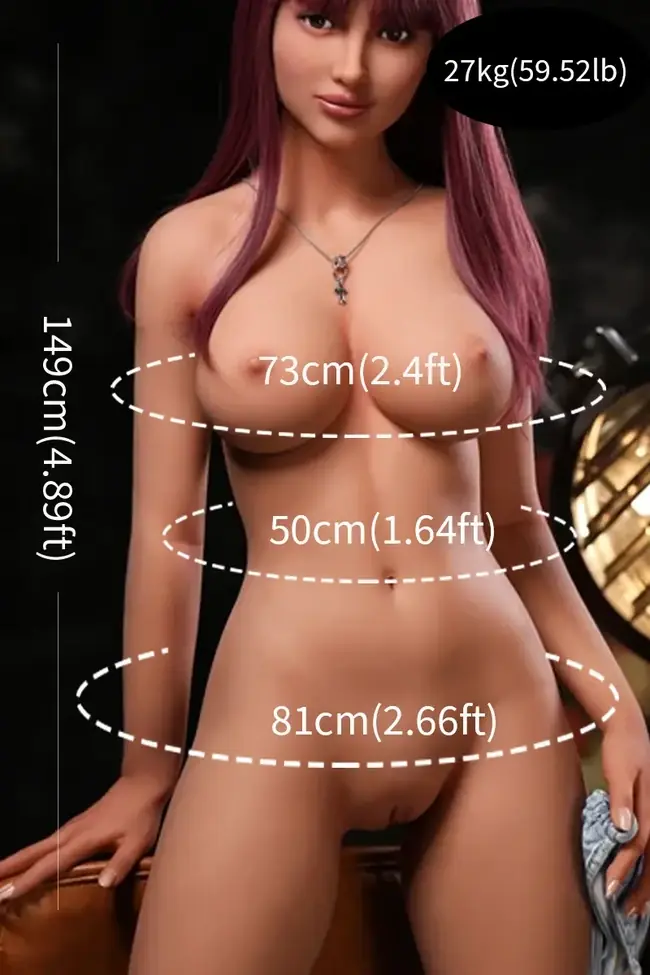 TPE doll size chart showing height options from 140cm to 160cm for female figures USA market