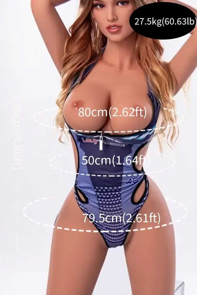 Size options for TPE sex doll showing different height and weight specifications