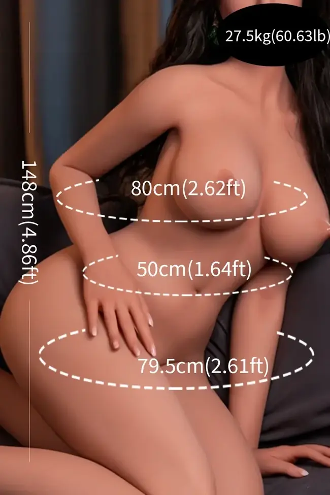 TPE sex doll displaying realistic body proportions and size dimensions for informed selection