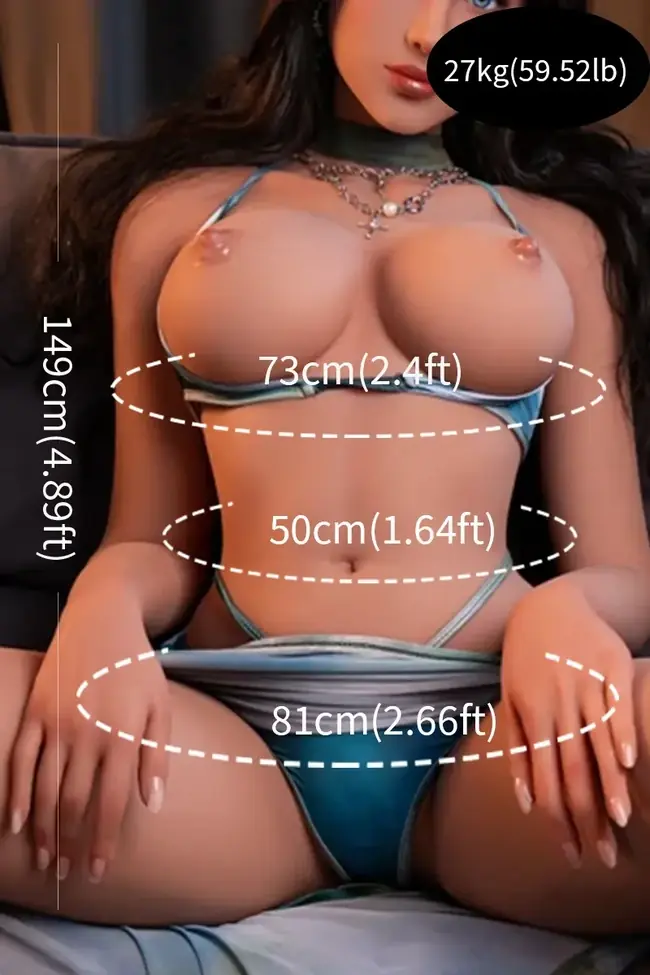 Real TPE sex doll size chart showing height and measurements from USA stock