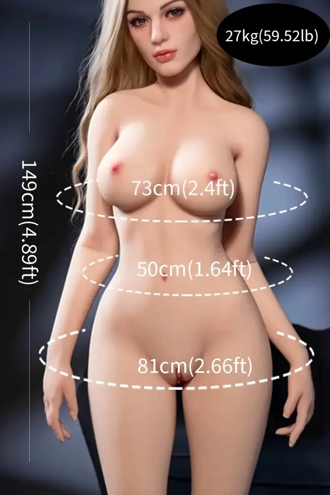 High end TPE sex doll size comparison demonstrating realistic body proportions