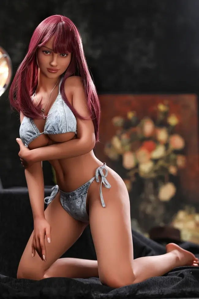 Lifelike TPE adult doll in standing pose with articulated elbows