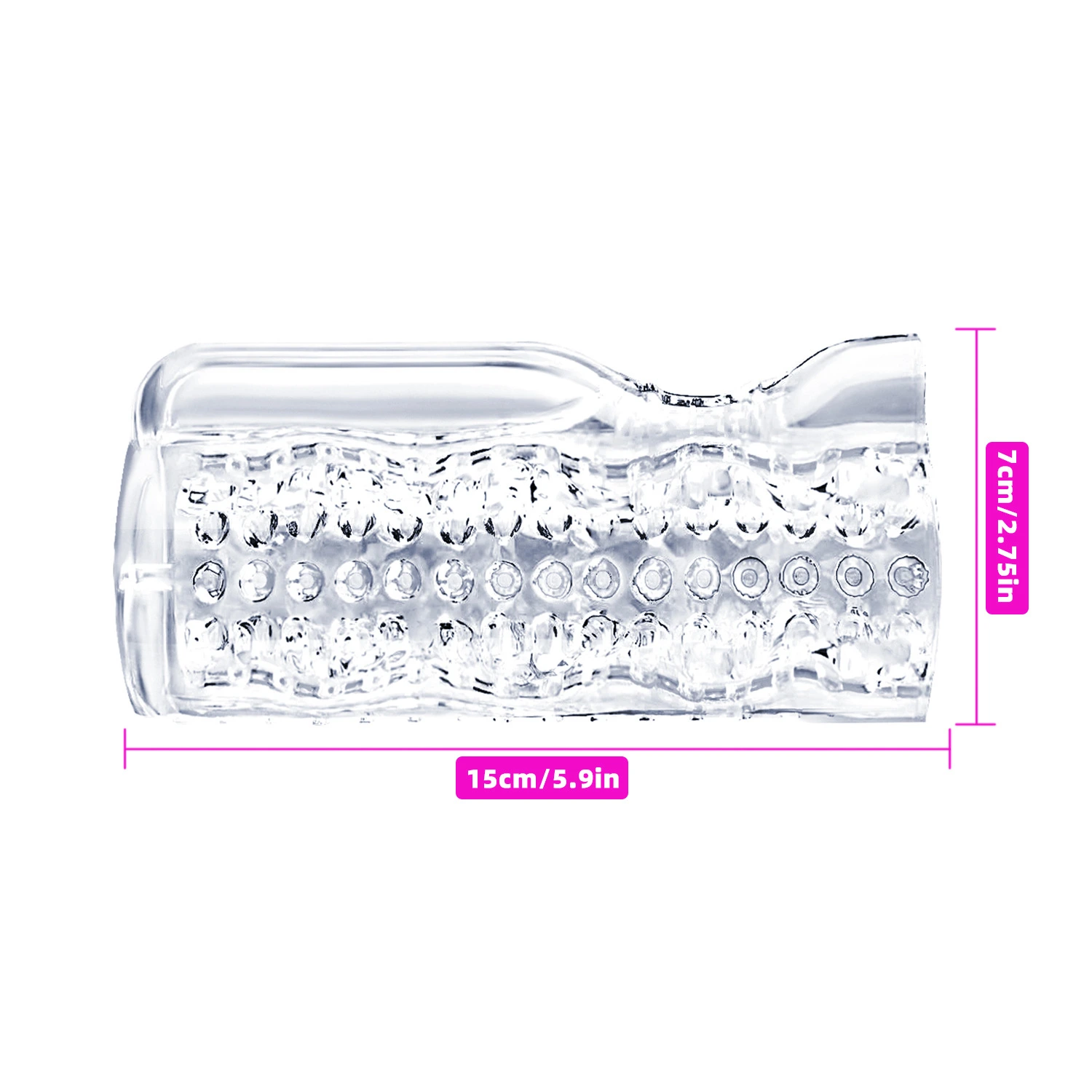 Clear transparent male masturbator curved ribbed texture intimate toy