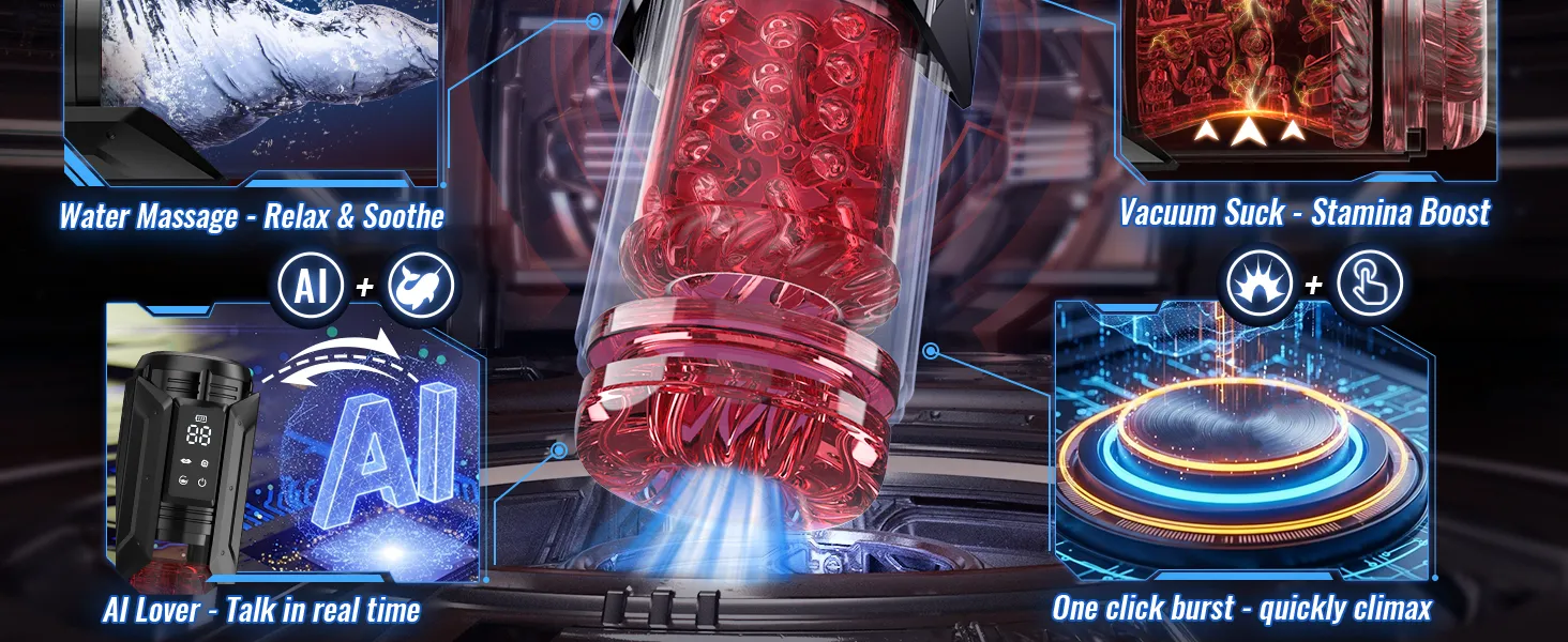 Male stroker with AI sync 7 licking modes wet look design